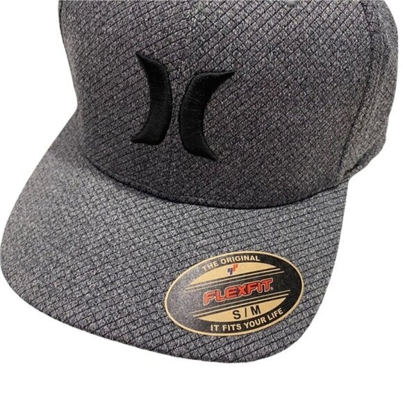 Hurley Unisex Icon Baseball Cap Sz Sm-Med Dk Grey Heather Textured Flex Fit NWT - Picture 3 of 8